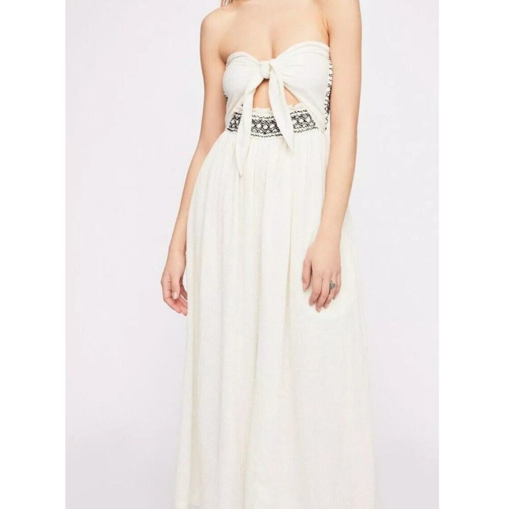 Free People CARMEN Sz XS  Wide Leg Palazzo Smocked Jumpsuit